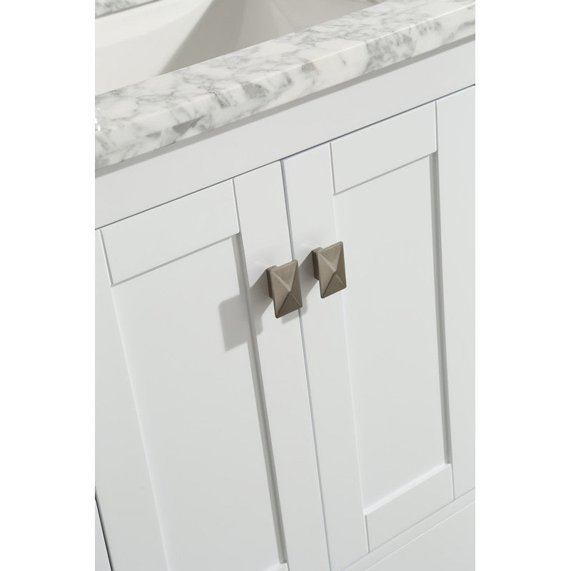 Eviva London 42" x 18" White Transitional Bathroom Vanity w/ White Carrara Top