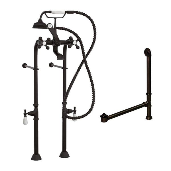 Complete Oil Rubbed Bronze Free Standing Plumbing Package for Clawfoot Tub
