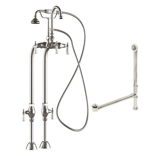 Complete Brushed Nickel Free Standing Plumbing Package for Clawfoot Tub