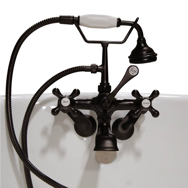 Clawfoot Tub Wall Mount British Telephone Faucet with Hand Held Shower-Oil Rubbed Bronze