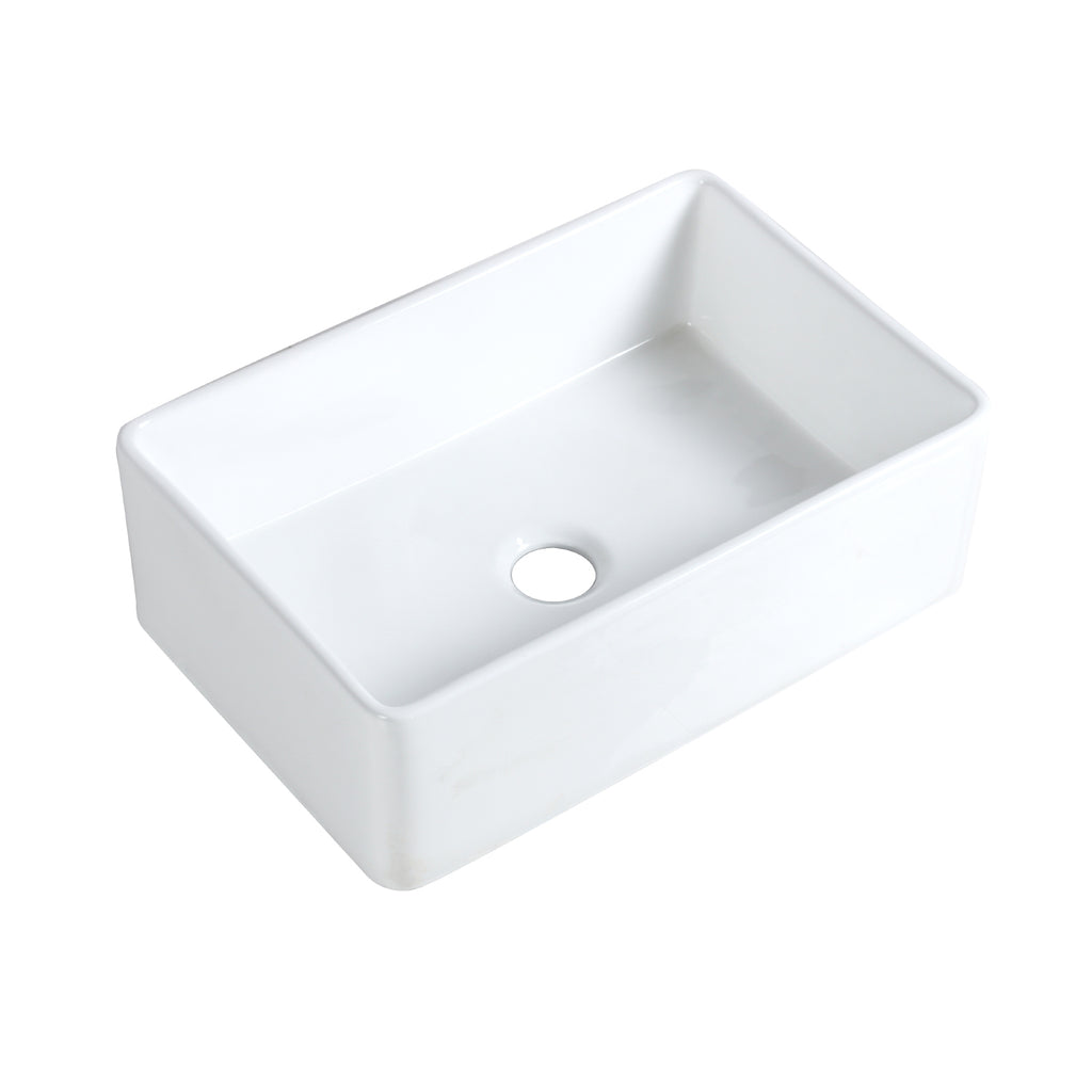 Ancona Glossy White Ceramic Rectangular 30" L x19.7" W Vessel Sink