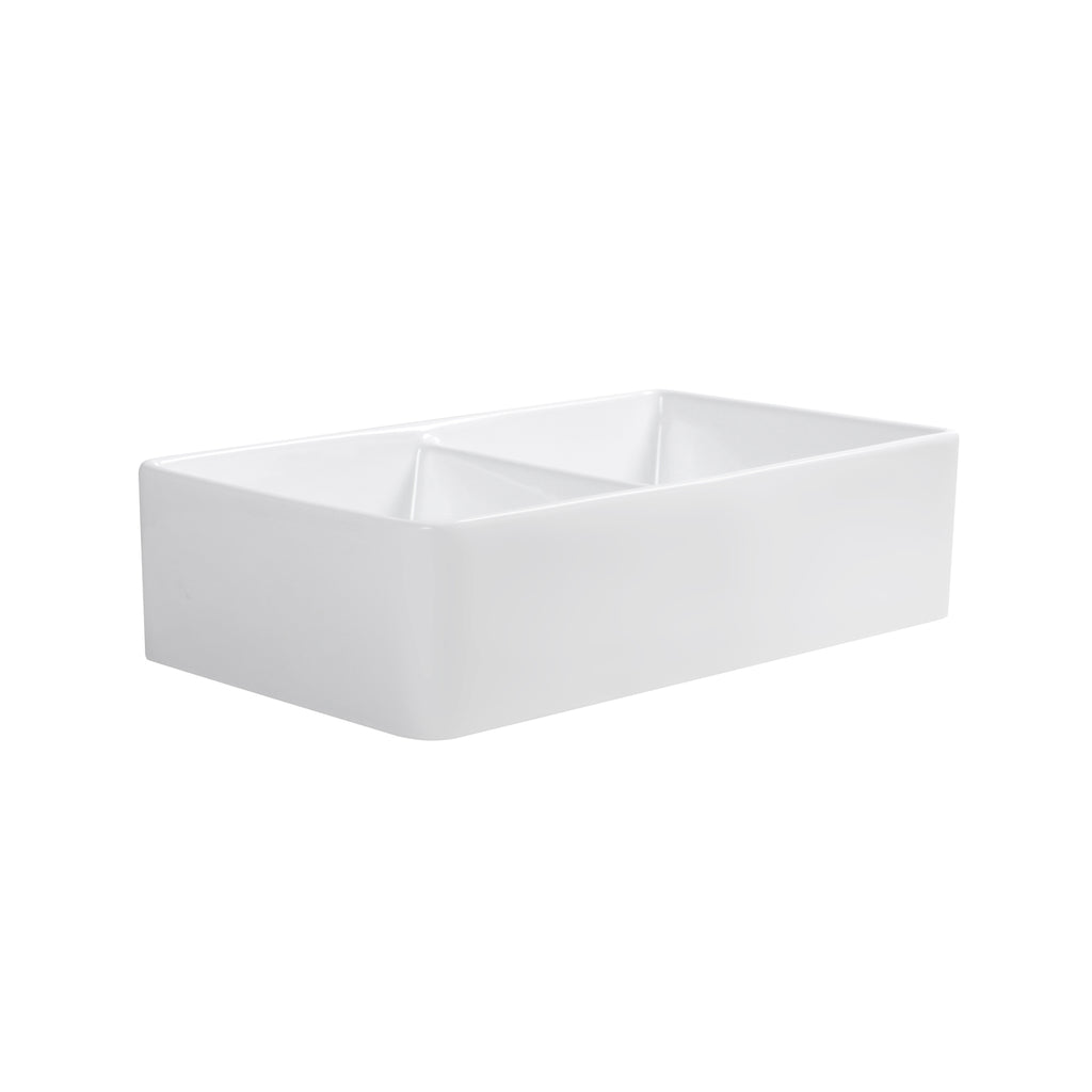 Trieste Glossy White Ceramic Rectangular 32" L x 19.7" W Vessel Bathroom Double Sinks