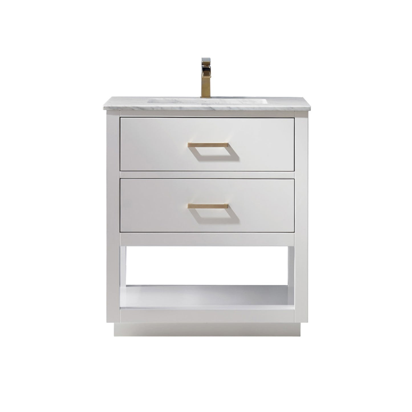 Remi Single Bathroom Vanity Set in Gray and Carrara White Marble Countertop with Mirror