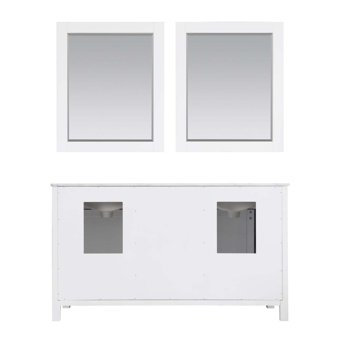 Kinsley Double Bathroom Vanity Set in Gray and Carrara White Marble Countertop