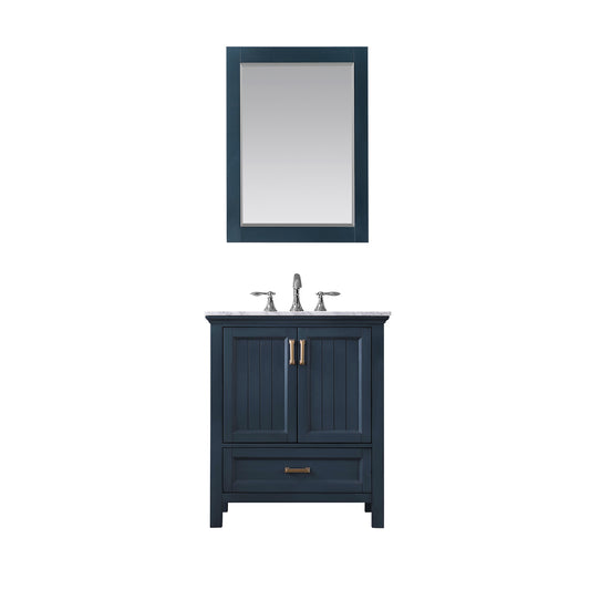 Isla Single Bathroom Vanity Set in Gray and Carrara White Marble Countertop