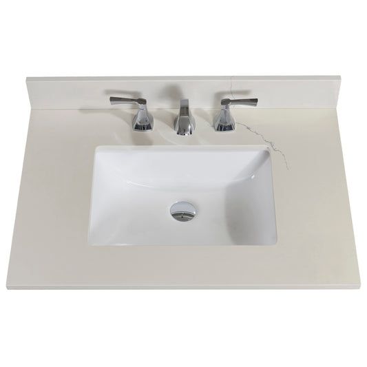 31 in. Stone effects Vanity Top in Milano White with White Sink