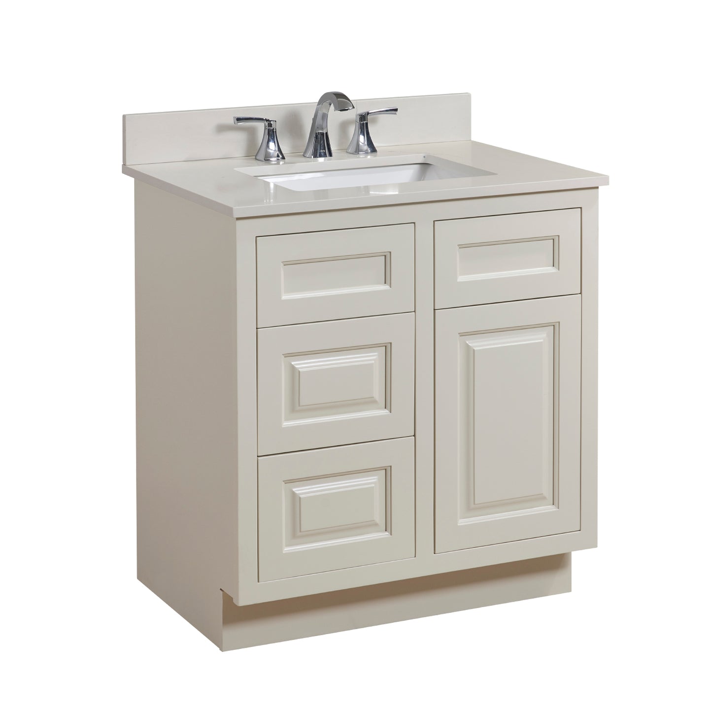 Stone effects Vanity Top in Milano White with White Sink