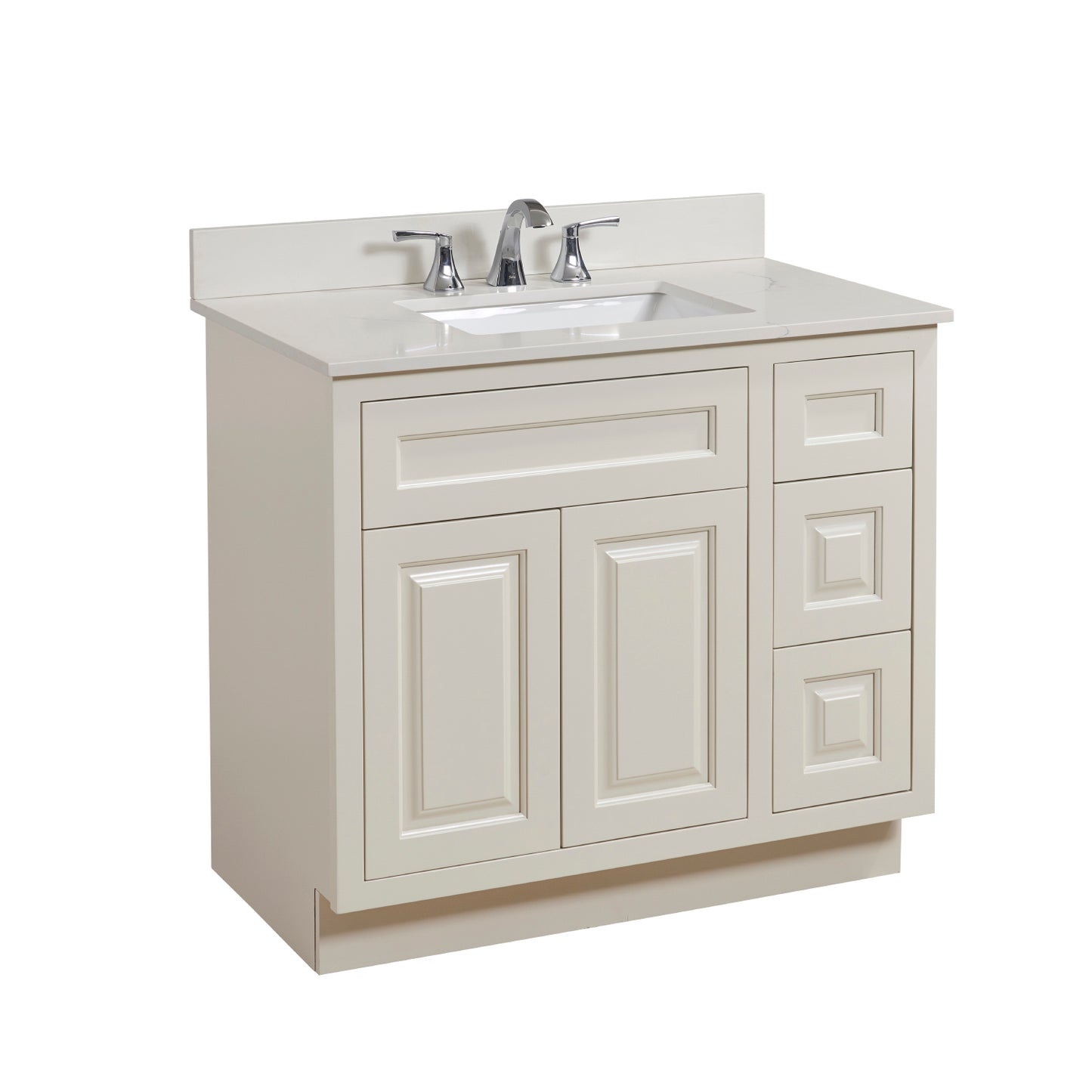 37 in. Stone effects Vanity Top in Milano White with White Sink