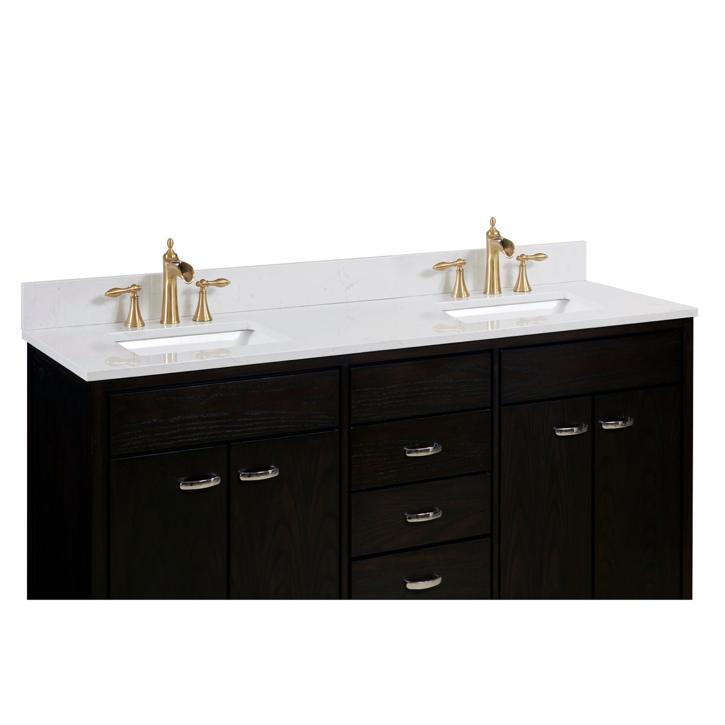 73 in. Stone effects Vanity Top in Jazz White with White Sink