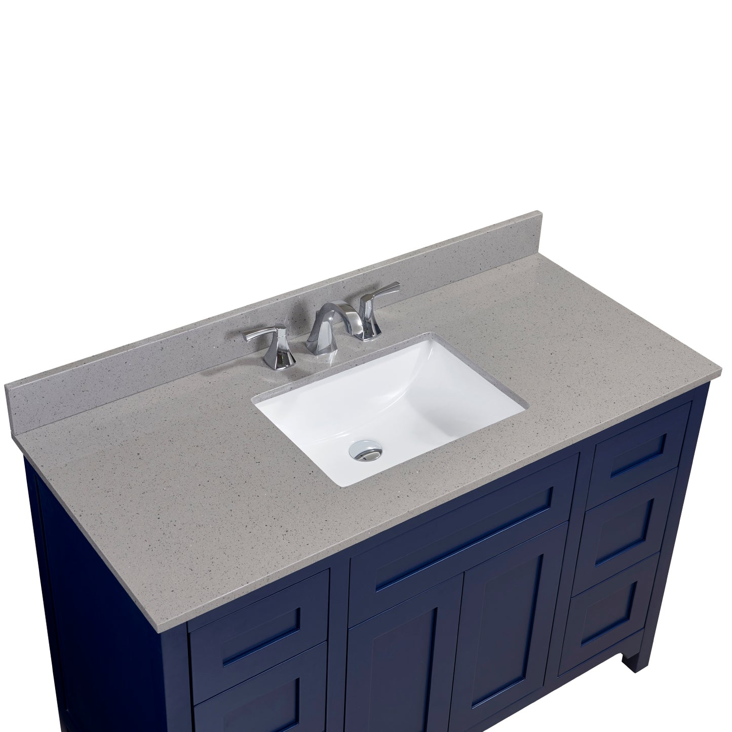 49 in. Mountain Gray/Polished Engineered Marble Bathroom Vanity Top with White Sink