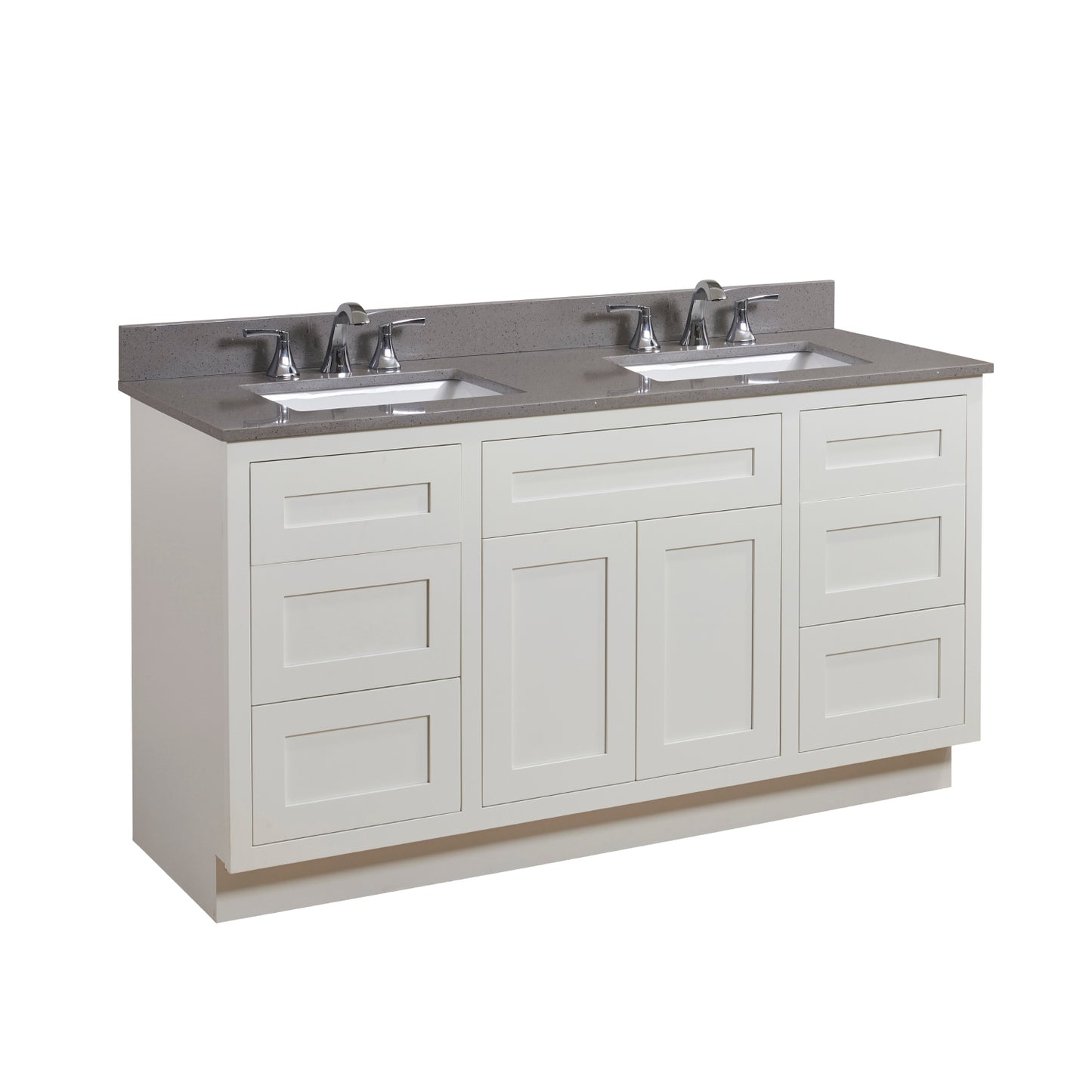 61 in. Mountain Gray/Polished Engineered Marble Bathroom Vanity Top with White Sink