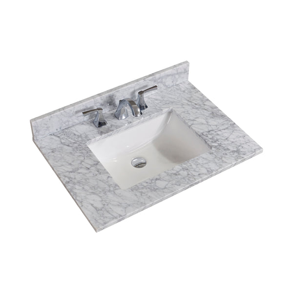 31 in. Natural Marble Vanity Top with White Sink