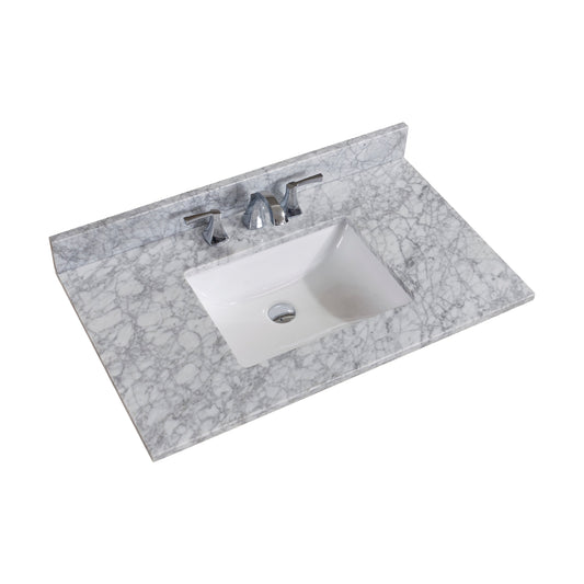 37 in. Natural Marble Vanity Top with White Sink