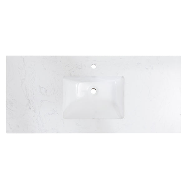 49 in. Stone effects Vanity Top in Aosta White with White Sink