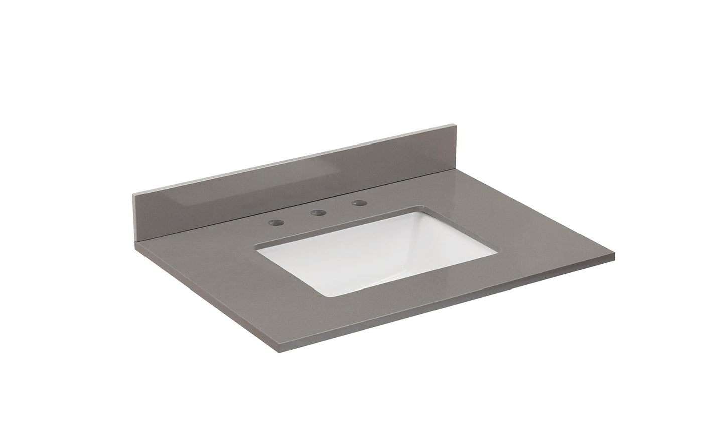 Stone effects Vanity Top In Concrete Grey with White  Sink
