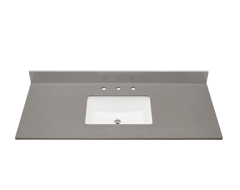 Stone effects Vanity Top In Concrete Grey with White  Sink