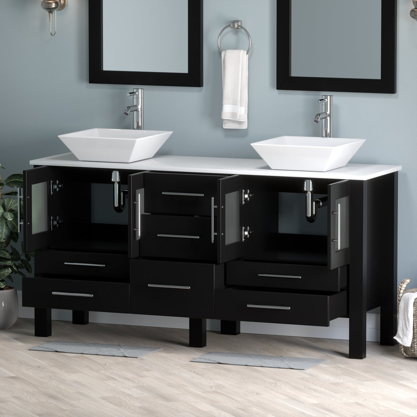 Complete 63" Vanity Set with Polished Chrome Pluming
