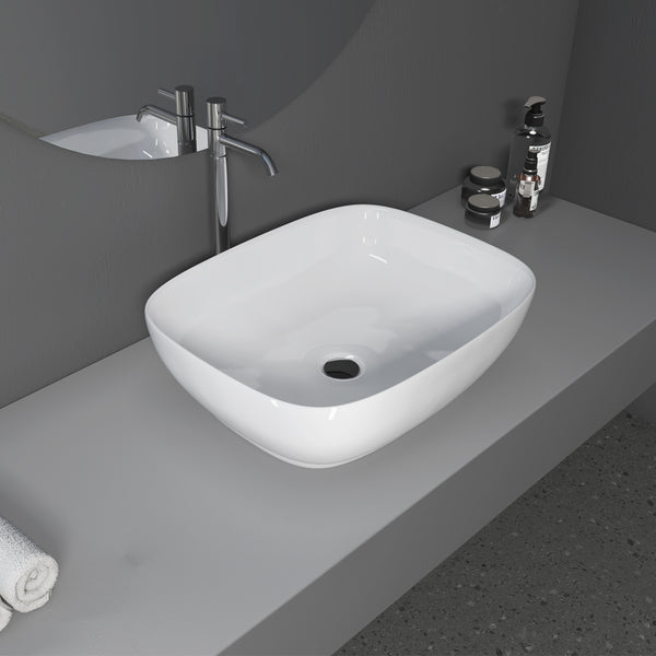 Tahoe 20 in. Oval White Finish Ceramic Vessel Bathroom Vanity Sink