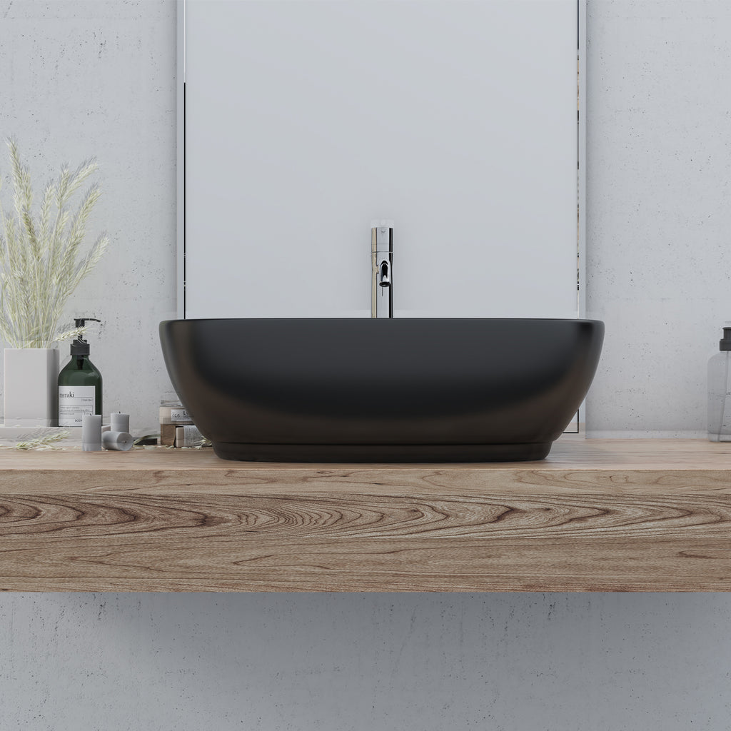 Tahoe "20 in. Oval Black  Finish Ceramic Vessel Bathroom Vanity Sink"