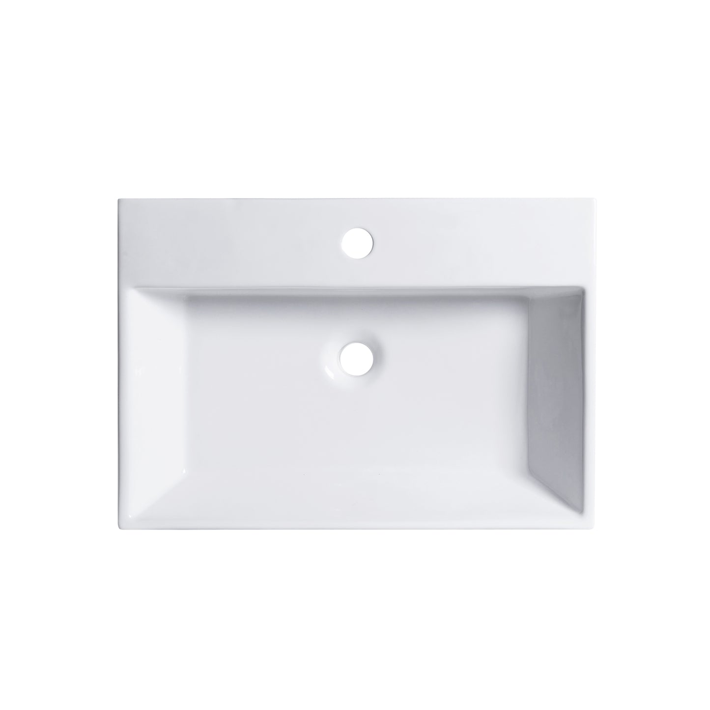 Fremont 24 in. Rectangle White Finish Ceramic Vessel Bathroom Vanity Sink with Overflow