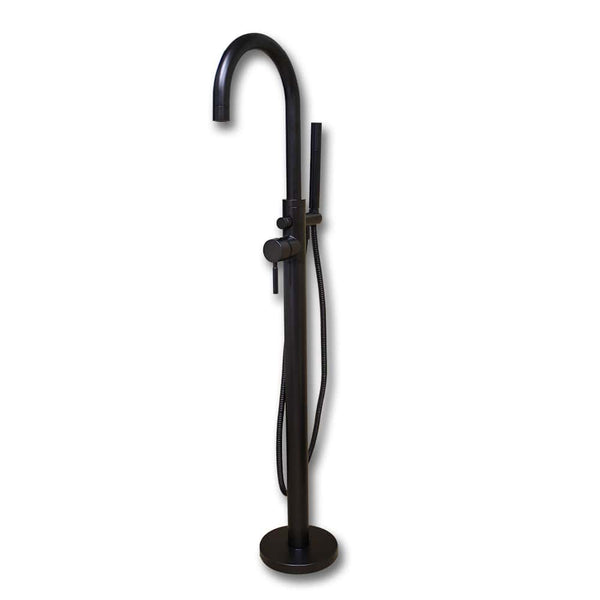 Modern Freestanding Tub Filler Faucet with Shower Wand-Oil Rubbed Bronze