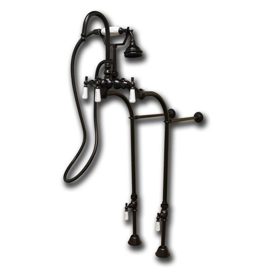 Clawfoot Tub Freestanding English Telephone Gooseneck Faucet & Hand Held Shower Combo-Oil Rubbed Bronze