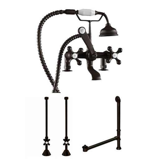 Complete Oil Rubbed Bronze Free Standing Plumbing Package for Clawfoot Tub