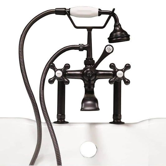 Clawfoot Tub 6" Deck Mount Brass Faucet with Hand Held Shower-Oil Rubbed Bronze
