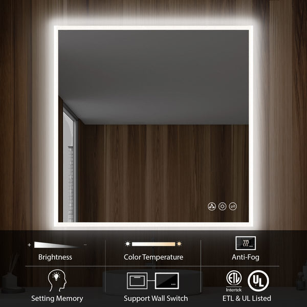 Beta 36″x36″ LED Mirror with Frosted Sides