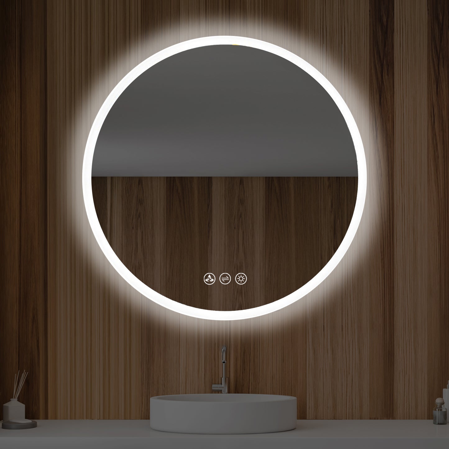 Orion 24″ Round LED Mirror with Frosted Side