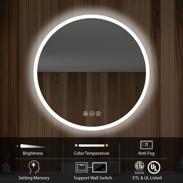 Orion 32″ Round LED Mirror with Frosted Side