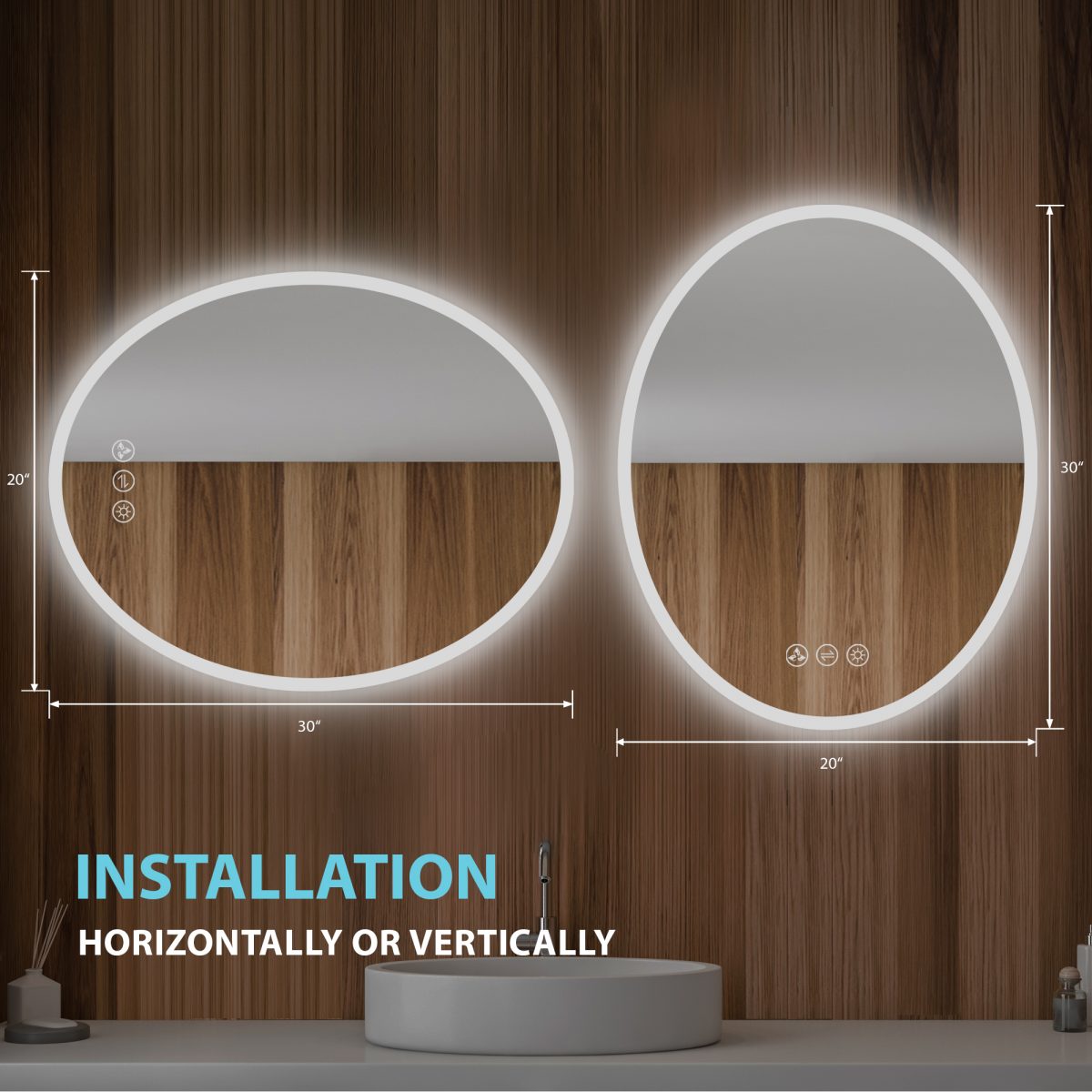 Oval 20 Inch Oval LED Mirror