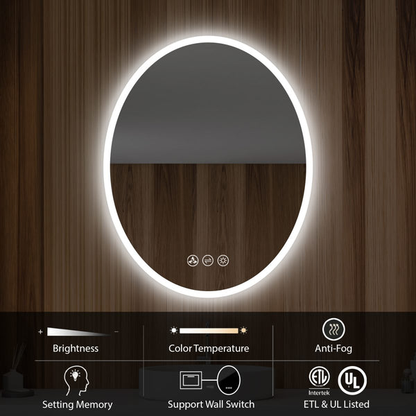 Oval 24 Inch Oval LED Mirror