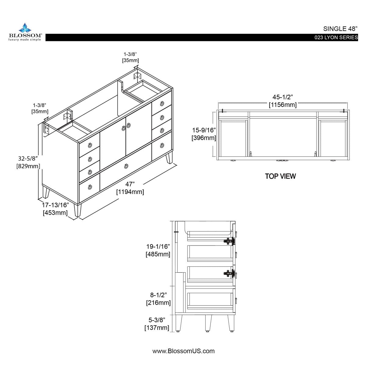 Lyon 48 Inch Vanity – Single Sink