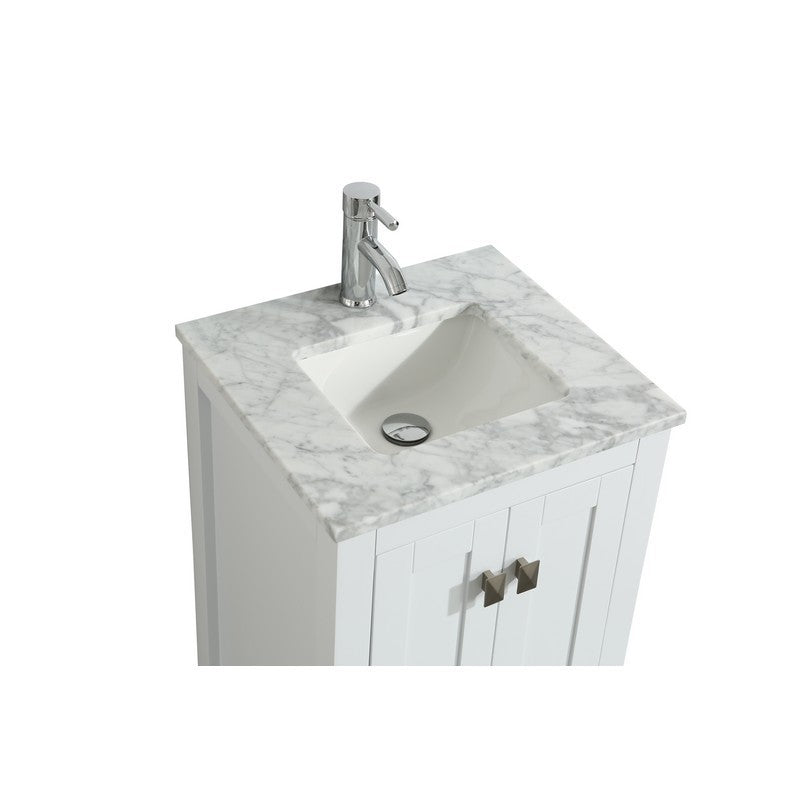 Eviva London 20" x 18" White Transitional Bathroom Vanity w/ White Carrara Top
