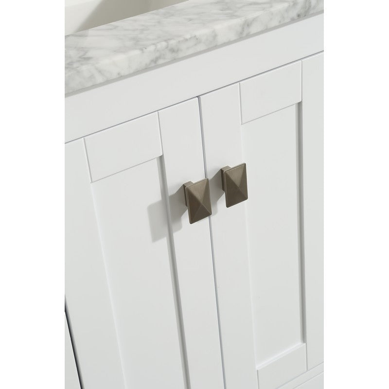 Eviva London 30" x 18" White Transitional Bathroom Vanity w/ White Carrara Top
