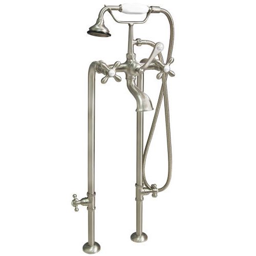 Clawfoot Tub Freestanding British Telephone Faucet & Hand Held Shower Combo-Brushed Nickel