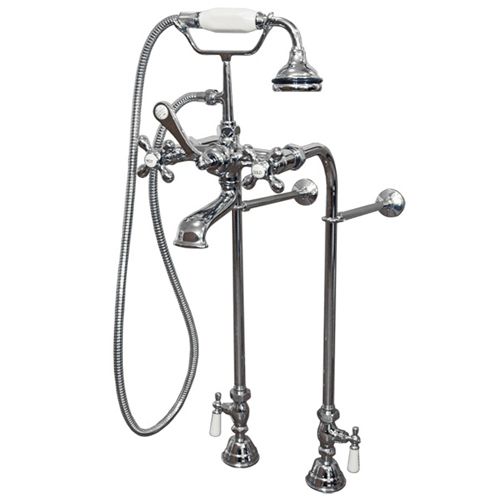 Clawfoot Tub Freestanding British Telephone Faucet & Hand Held Shower Combo-Polished Chrome