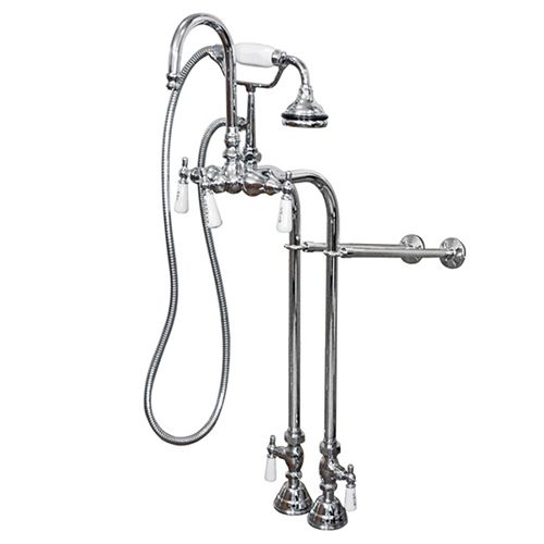 Clawfoot Tub Freestanding English Telephone Gooseneck Faucet & Hand Held Shower Combo-Polished Chrome